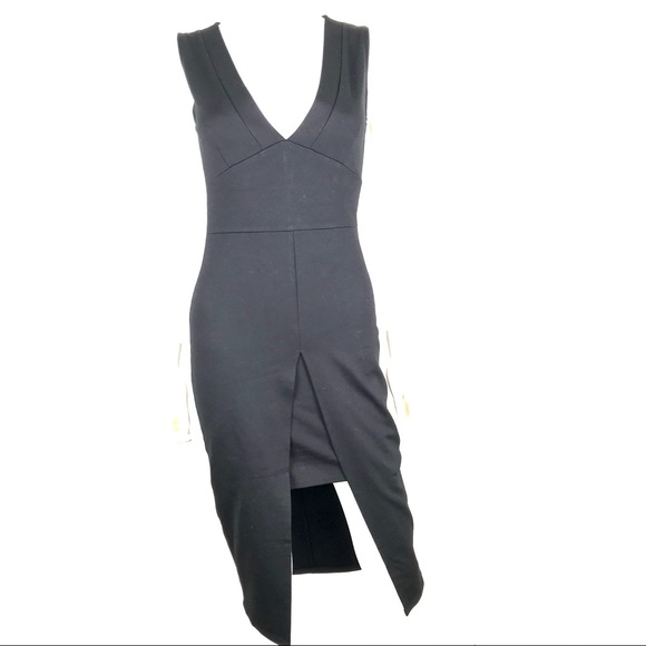 Lulus Fitted Hi Low Slit Deep V Neck Dress Formal - Picture 1 of 8